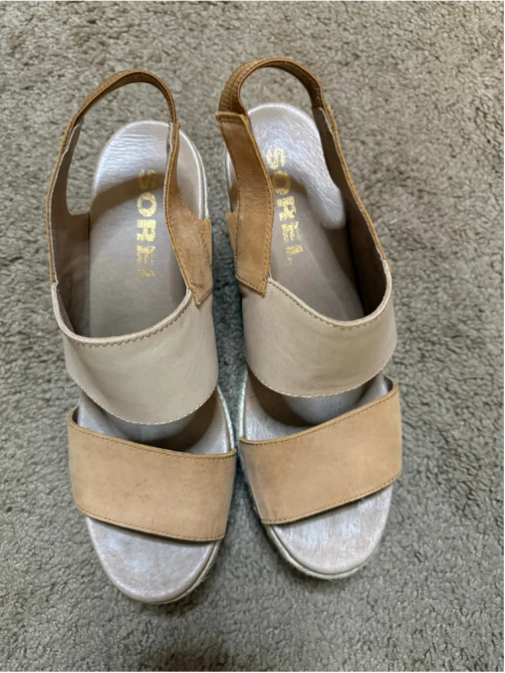Women's Sorel Tan Joanie Li Beige Wedge Sandals Size 10.5